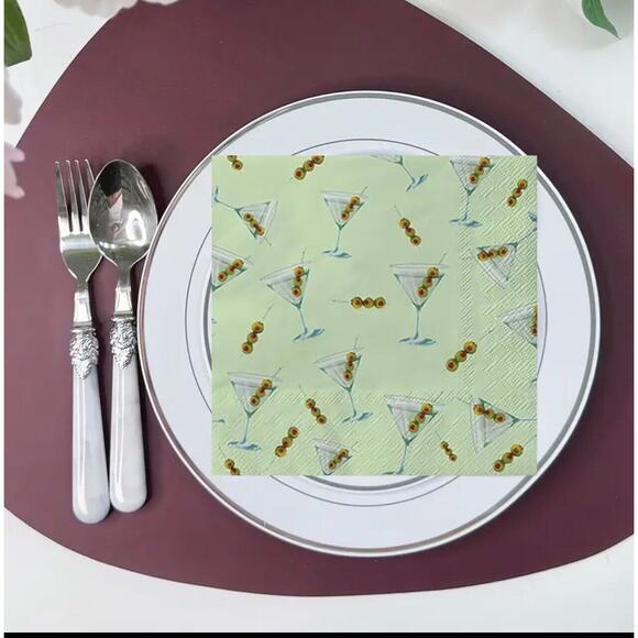 Dirty Marinti Party Napkins Olive 🫒 Green 20ct - Picture 1 of 4